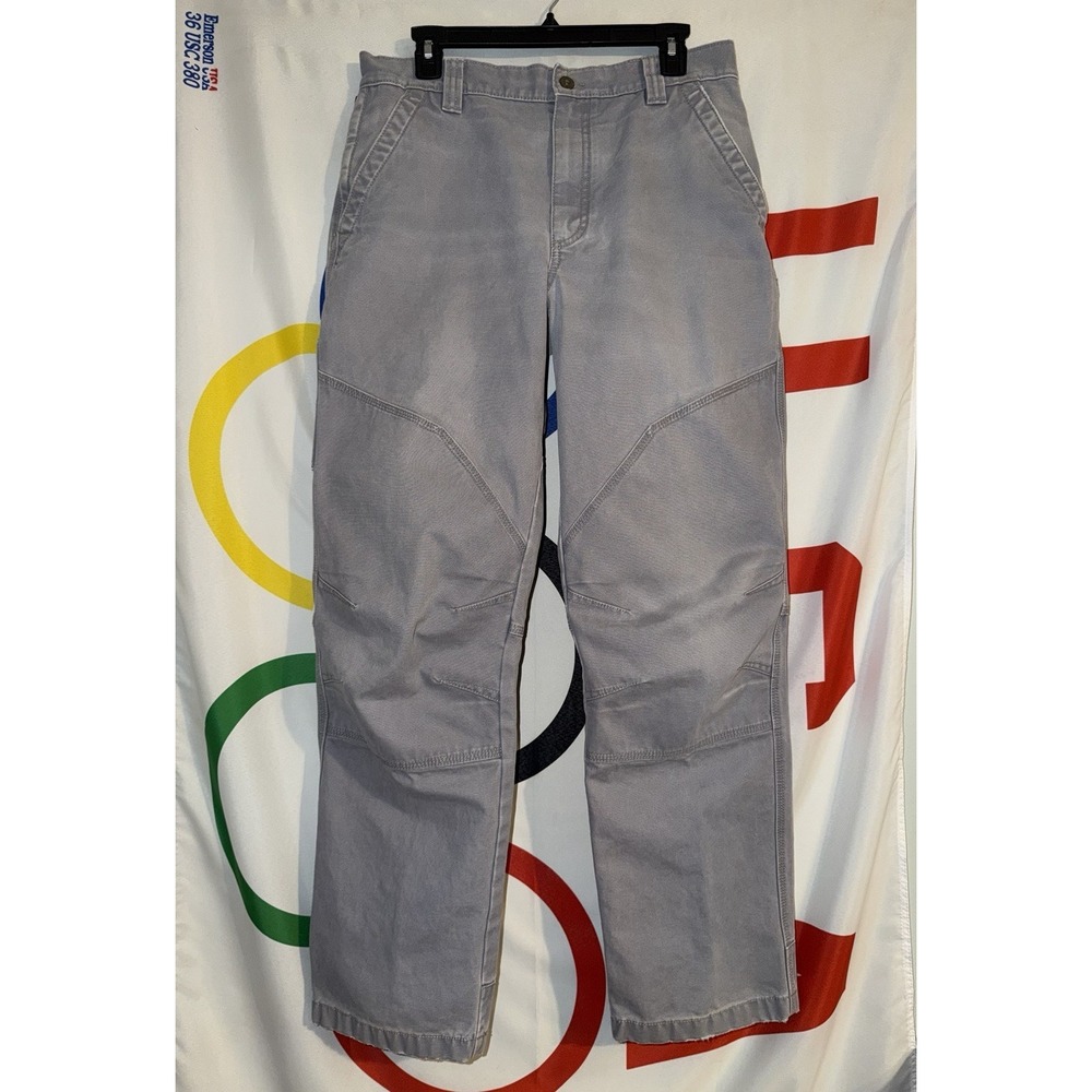 LL Bean Katahdin Iron Works Double Knee Pants Mens 32x32 Gray Workwear Utility